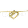 Collares con Dije 04.99.0039.18 Oro Laminado, Diseño de Corazón, con Blanca Zirconia Cubica, Pulido, Tono Dorado (02 MM Thickness, 18 Inches Length)