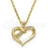 Collares con Dije 04.99.0039.18 Oro Laminado, Diseño de Corazón, con Blanca Zirconia Cubica, Pulido, Tono Dorado (02 MM Thickness, 18 Inches Length)