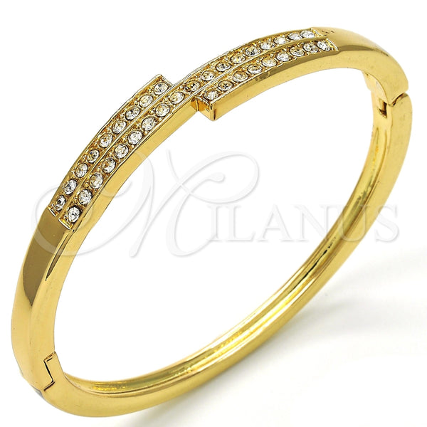 Aro Individual 07.252.0052.04 Oro Laminado, con Blanca Cristal, Pulido, Tono Dorado (04 MM Thickness, Size 4 (2.25 Diameter))