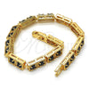 Pulsera Elegante 03.266.0020.07 Oro Laminado, con Negro Zirconia Cubica, Pulido, Tono Dorado (04 MM Thickness, 7 Inches Length)