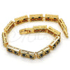 Pulsera Elegante 03.266.0020.07 Oro Laminado, con Negro Zirconia Cubica, Pulido, Tono Dorado (04 MM Thickness, 7 Inches Length)