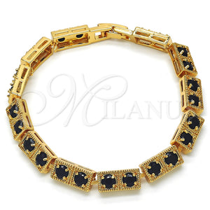 Pulsera Elegante 03.266.0020.07 Oro Laminado, con Negro Zirconia Cubica, Pulido, Tono Dorado (04 MM Thickness, 7 Inches Length)