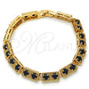 Pulsera Elegante 03.266.0020.07 Oro Laminado, con Negro Zirconia Cubica, Pulido, Tono Dorado (04 MM Thickness, 7 Inches Length)