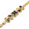 Pulsera Elegante 03.266.0022.07 Oro Laminado, Diseño de Flor y Oja, con Negro Zirconia Cubica, Pulido, Tono Dorado (06 MM Thickness, 7 Inches Length)
