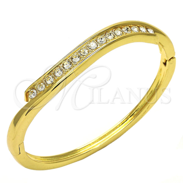 Aro Individual 07.252.0057.04 Oro Laminado, con Blanca Cristal, Pulido, Tono Dorado (04 MM Thickness, Size 4 (2.25 Diameter))