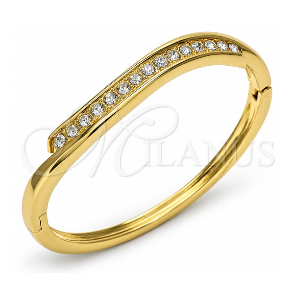 Aro Individual 07.252.0057.04 Oro Laminado, con Cristal Blanca, Pulido, Tono Dorado (Grosor 04 MM, Talla 4 (2,25 de Diámetro))