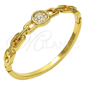 Aro Individual 07.252.0058.04 Oro Laminado, con Blanca Cristal, Pulido, Tono Dorado (04 MM Thickness, Size 4 (2.25 Diameter))