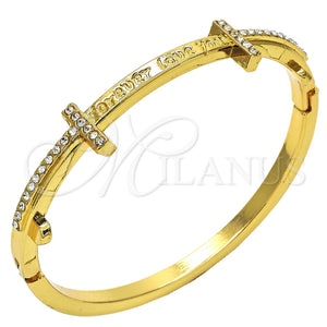 Aro Individual 07.252.0065.04 Oro Laminado, Diseño de Amor, con Blanca Cristal, Pulido, Tono Dorado (04 MM Thickness, Size 4 (2.25 Diameter))