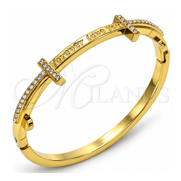 Aro Individual 07.252.0065.04 Oro Laminado, Diseño de Amor, con Cristal Blanca, Pulido, Tono Dorado (Grosor 04 MM, Talla 4 (2,25 de Diámetro))