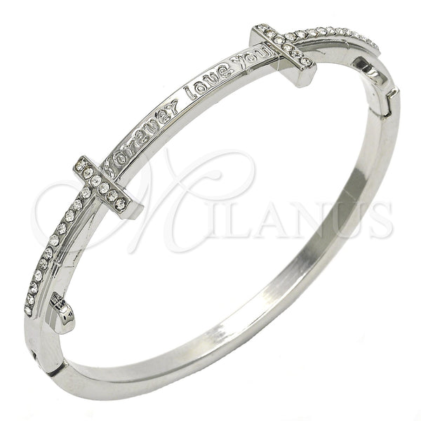 Aro Individual 07.252.0065.1.04 Rodio Laminado, Diseño de Amor, con Blanca Cristal, Pulido, Rodinado (04 MM Thickness, Size 4 (2.25 Diameter))