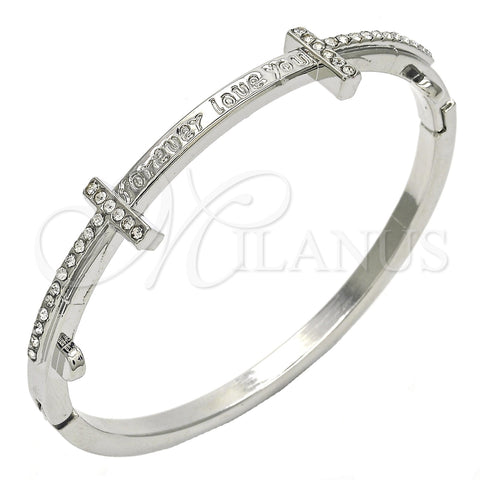 Aro Individual 07.252.0065.1.04 Rodio Laminado, Diseño de Amor, con Cristal Blanca, Pulido, Rodinado (Grosor 04 MM, Talla 4 (2,25 de Diámetro))