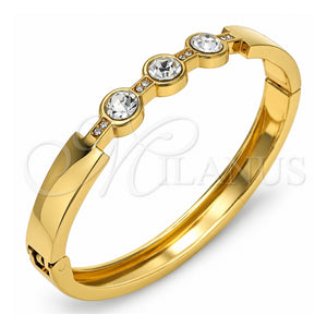 Aro Individual 07.252.0068.05 Oro Laminado, con Cristal Blanca, Pulido, Tono Dorado (Grosor 08 MM, Talla 5 (2,50 de Diámetro))