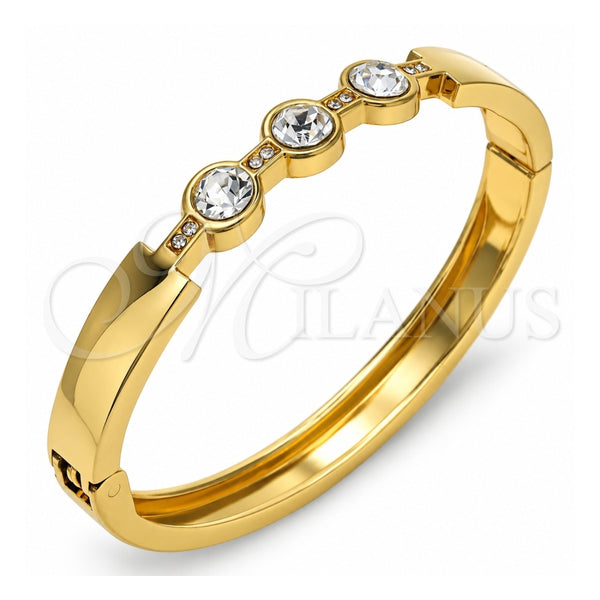 Aro Individual 07.252.0068.05 Oro Laminado, con Cristal Blanca, Pulido, Tono Dorado (Grosor 08 MM, Talla 5 (2,50 de Diámetro))
