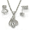 Juego de Arete y Dije de Adulto 10.156.0095 Rodio Laminado, Diseño de Oja, con Micro Pave Blanca, Pulido, Rodinado