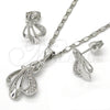 Juego de Arete y Dije de Adulto 10.156.0095 Rodio Laminado, Diseño de Oja, con Micro Pave Blanca, Pulido, Rodinado