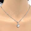 Collares con Dije 04.213.0075.18 Rodio Laminado, Diseño de Corazón, con Micro Pave Blanca, Pulido, Rodinado (Grosor 02 MM, 18 Pulgadas de Largo)