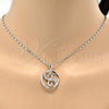 Juego de Arete y Dije de Adulto 10.156.0106 Rodio Laminado, Diseño de Espiral, con Micro Pave Blanca, Pulido, Rodinado