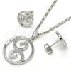 Juego de Arete y Dije de Adulto 10.156.0106 Rodio Laminado, Diseño de Espiral, con Micro Pave Blanca, Pulido, Rodinado
