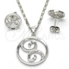 Juego de Arete y Dije de Adulto 10.156.0106 Rodio Laminado, Diseño de Espiral, con Micro Pave Blanca, Pulido, Rodinado