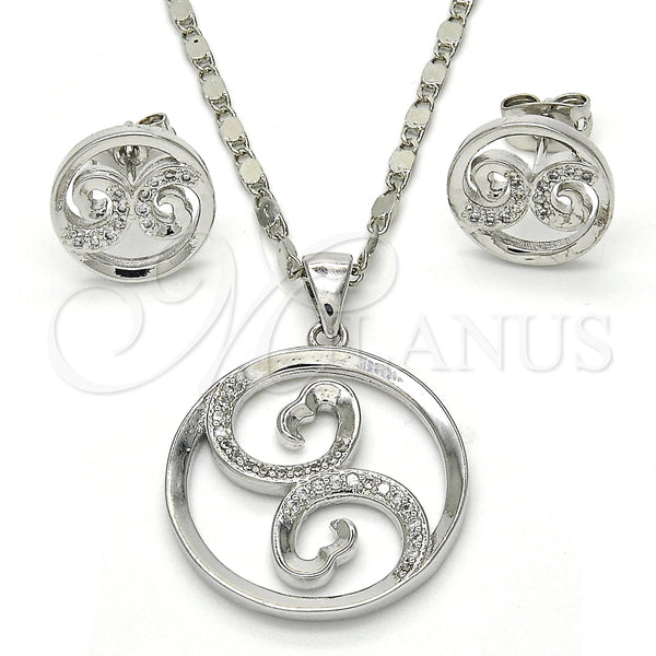 Juego de Arete y Dije de Adulto 10.156.0106 Rodio Laminado, Diseño de Espiral, con Micro Pave Blanca, Pulido, Rodinado