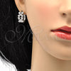 Argolla Huggie 02.213.0123.20 Rodio Laminado, Diseño de Gota, con Zirconia Cubica Blanca, Pulido, Rodinado
