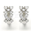 Argolla Huggie 02.213.0123.20 Rodio Laminado, Diseño de Gota, con Zirconia Cubica Blanca, Pulido, Rodinado