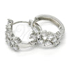 Argolla Huggie 02.213.0123.20 Rodio Laminado, Diseño de Gota, con Zirconia Cubica Blanca, Pulido, Rodinado