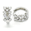 Argolla Huggie 02.213.0123.20 Rodio Laminado, Diseño de Gota, con Zirconia Cubica Blanca, Pulido, Rodinado