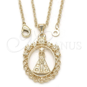 Collares con Dije 04.09.0063.18 Oro Laminado, Diseño de Caridad del Cobre, Diamantado, Tono Dorado (18 Inches Length)