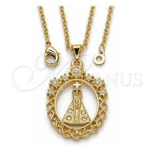 Collares con Dije 04.09.0063.18 Oro Laminado, Diseño de Caridad del Cobre, Diamantado, Tono Dorado (18 Pulgadas de Largo)