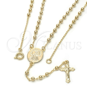 Rosario Fino 09.09.0004.18 Oro Laminado, Diseño de Caridad del Cobre y Crucifijo, Pulido, Tono Dorado