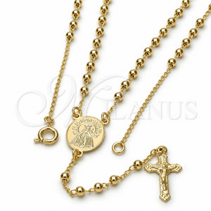 Rosario Fino 09.09.0004.18 Oro Laminado, Diseño de Caridad del Cobre y Crucifijo, Pulido, Tono Dorado