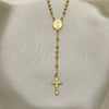 Rosario Fino 09.09.0005.18 Oro Laminado, Diseño de Divino Niño y Crucifijo, Pulido, Tono Dorado