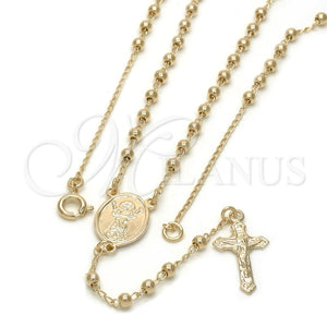 Rosario Fino 09.09.0005.18 Oro Laminado, Diseño de Divino Niño y Crucifijo, Pulido, Tono Dorado