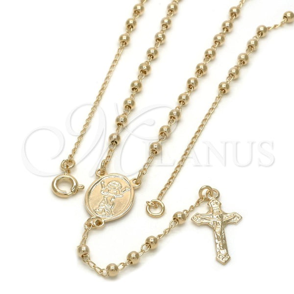 Rosario Fino 09.09.0005.18 Oro Laminado, Diseño de Divino Niño y Crucifijo, Pulido, Tono Dorado