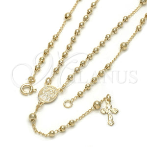 Rosario Fino 09.09.0010.18 Oro Laminado, Diseño de Caridad del Cobre y Crucifijo, Pulido, Tono Dorado