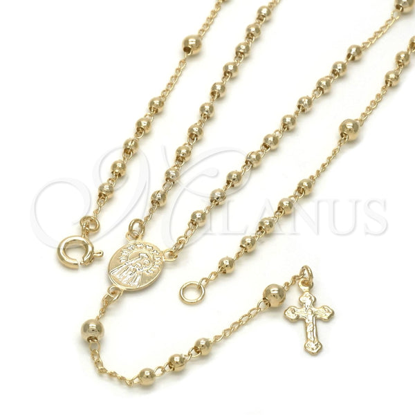 Rosario Fino 09.09.0010.18 Oro Laminado, Diseño de Caridad del Cobre y Crucifijo, Pulido, Tono Dorado