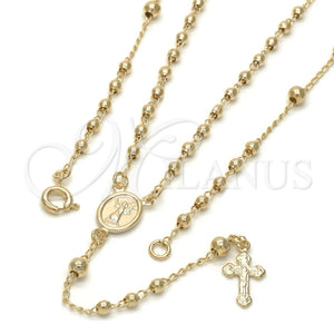 Rosario Fino 09.09.0011.18 Oro Laminado, Diseño de Divino Niño y Crucifijo, Pulido, Tono Dorado