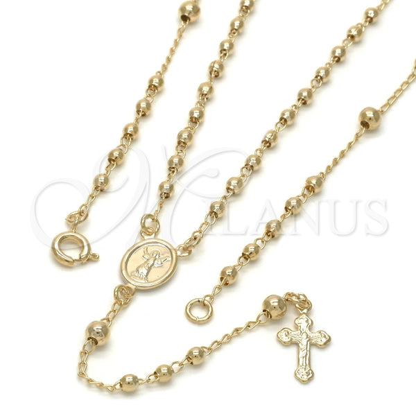Rosario Fino 09.09.0011.18 Oro Laminado, Diseño de Divino Niño y Crucifijo, Pulido, Tono Dorado