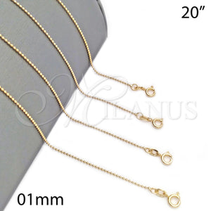 Gargantilla Basica 04.213.0001.1.20 Oro Laminado, Pulido, Tono Dorado (01 MM Thickness, 20 Inches Length)
