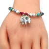 Pulsera de Dije 03.65.1174.1.07 Oro Laminado, Diseño de Elefante, con Multicolor Cristal, Esmaltado Blanco, Tono Dorado (06 MM Thickness, 7 Inches Length)