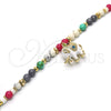 Pulsera de Dije 03.65.1174.1.07 Oro Laminado, Diseño de Elefante, con Multicolor Cristal, Esmaltado Blanco, Tono Dorado (06 MM Thickness, 7 Inches Length)