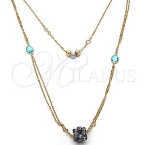 Gargantilla Elegante 04.65.0182.18 Oro Laminado, Diseño de Gota, con Multicolor Cristal, Mate, Tono Dorado (02 MM Thickness, 18 Inches Length)