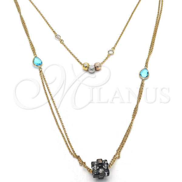 Gargantilla Elegante 04.65.0182.18 Oro Laminado, Diseño de Gota, con Multicolor Cristal, Mate, Tono Dorado (02 MM Thickness, 18 Inches Length)