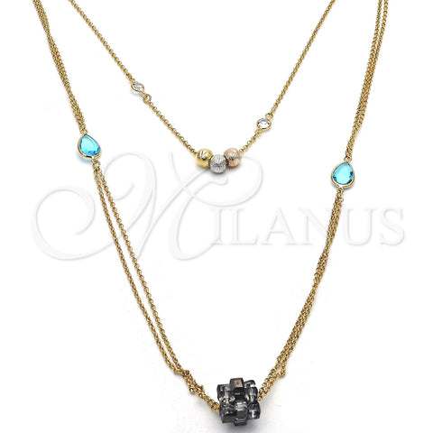 Gargantilla Elegante 04.65.0182.18 Oro Laminado, Diseño de Gota, con Multicolor Cristal, Mate, Tono Dorado (02 MM Thickness, 18 Inches Length)