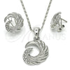 Juego de Arete y Dije de Adulto 10.160.0036.1 Rodio Laminado, con Cristal Blanca, Pulido, Rodinado