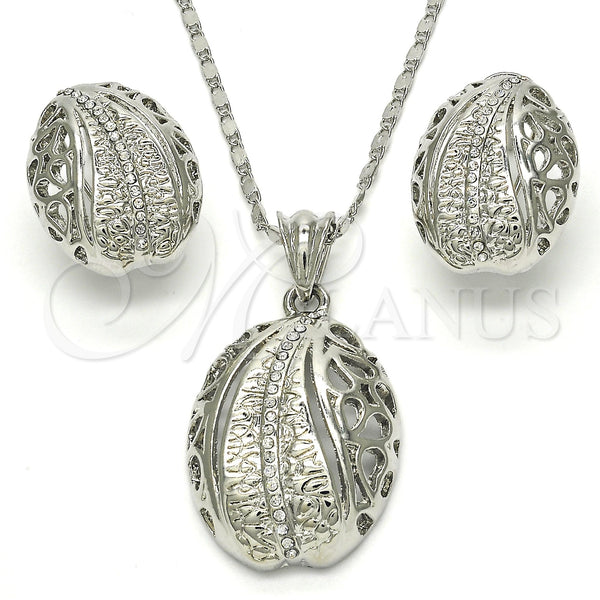 Juego de Arete y Dije de Adulto 10.160.0151.1 Rodio Laminado, Diseño de Gota, con Blanca Cristal, Pulido, Rodinado