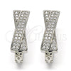 Argolla Huggie 02.217.0071.15 Rodio Laminado, con Zirconia Cubica Blanca, Pulido, Rodinado