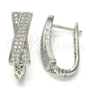 Argolla Huggie 02.217.0071.15 Rodio Laminado, con Zirconia Cubica Blanca, Pulido, Rodinado