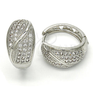 Argolla Huggie 02.217.0075.20 Rodio Laminado, con Zirconia Cubica Blanca, Pulido, Rodinado